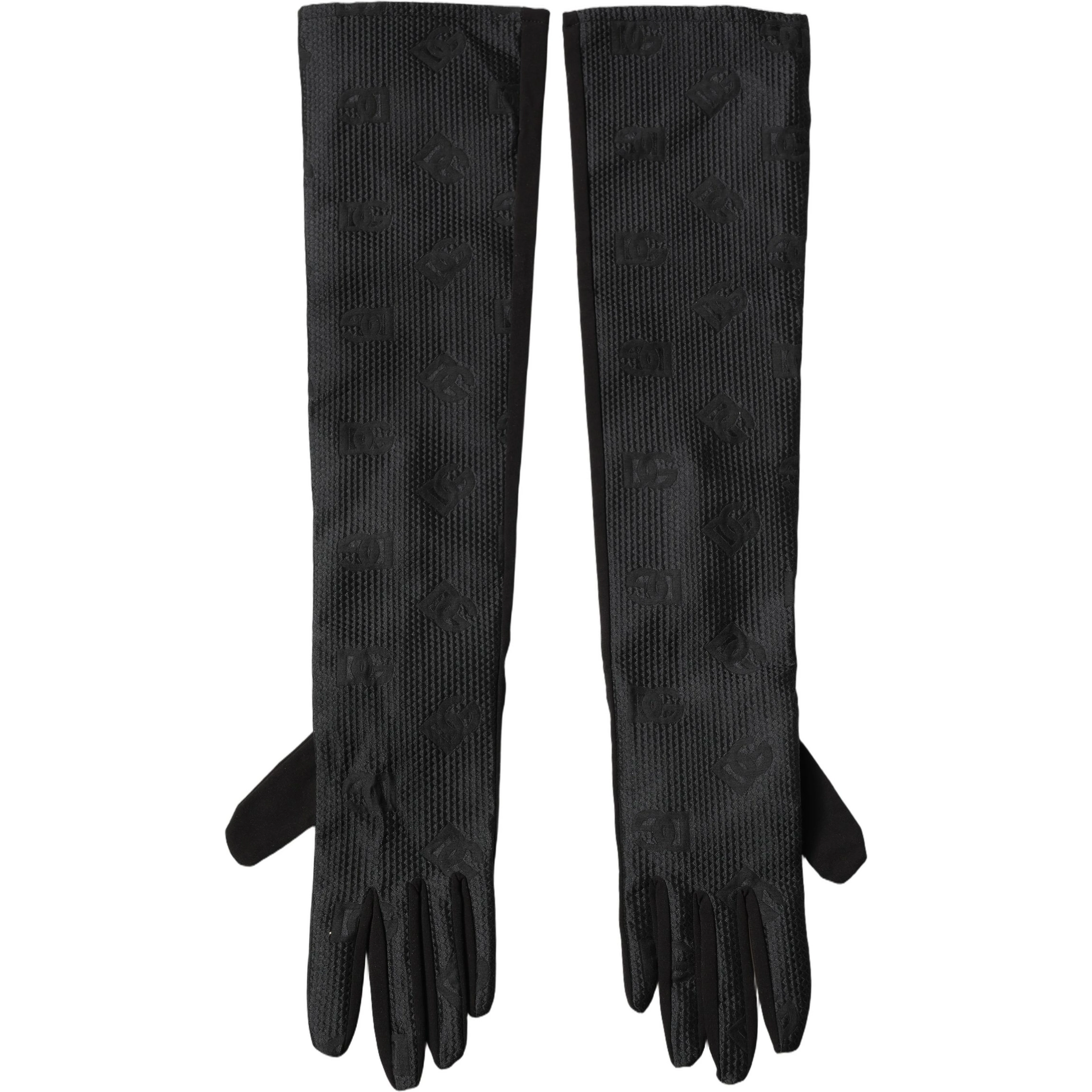 Black Viscose Long Elbow Length Gloves