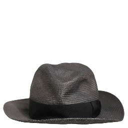 Men Gray Paper Woven Wide Brim Fedora Hat