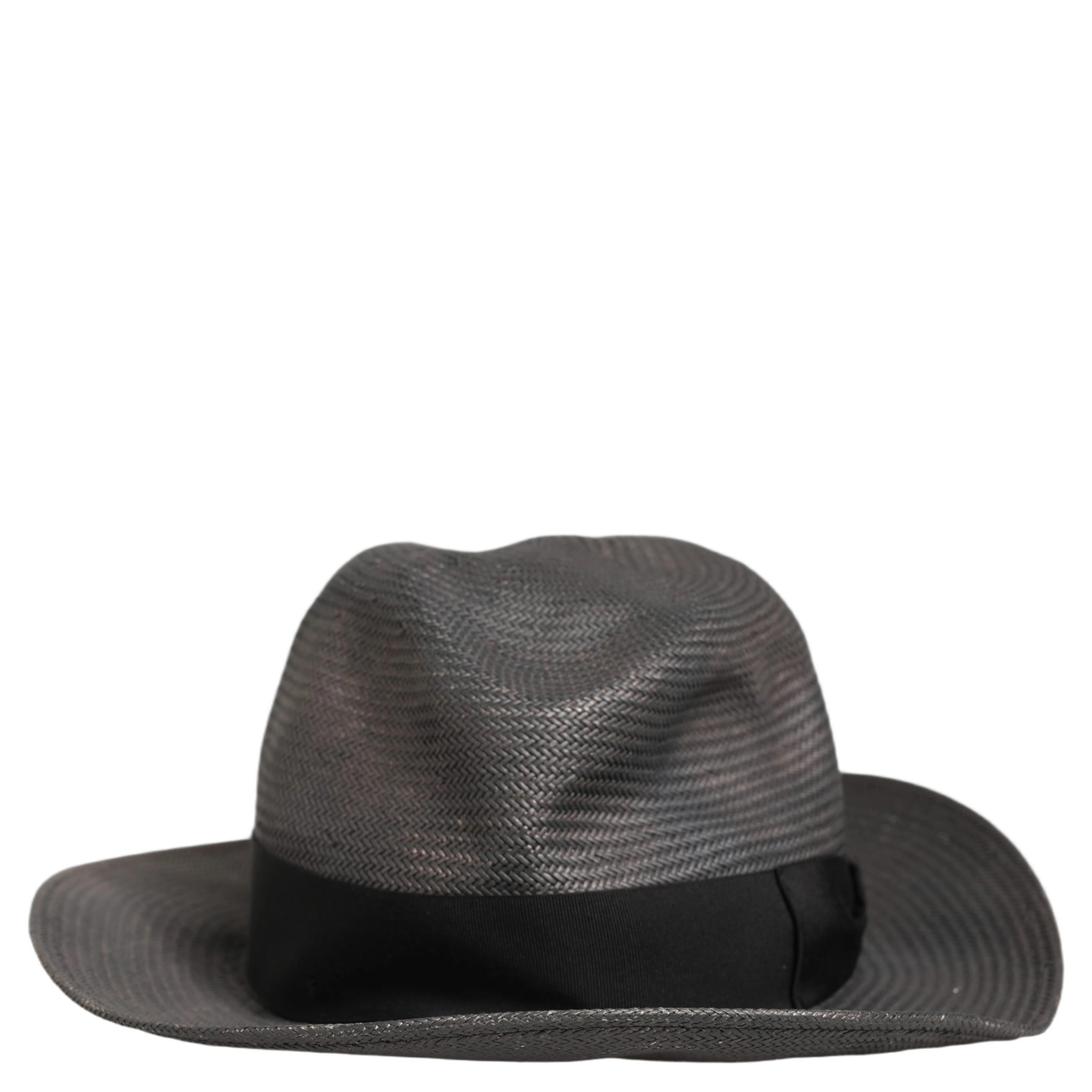 Men Gray Paper Woven Wide Brim Fedora Hat