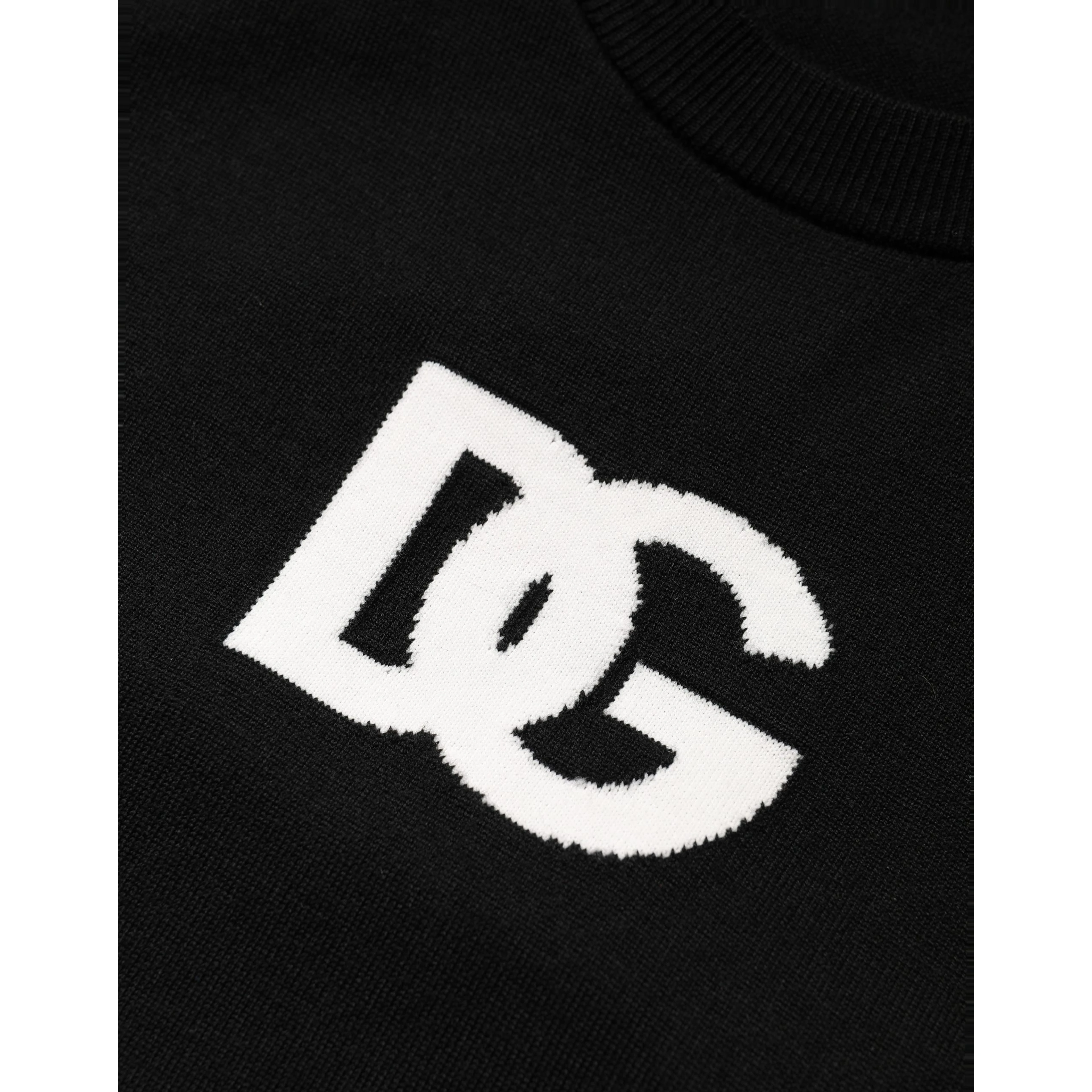 Black Wool DG Logo Men Crew Neck Sweater