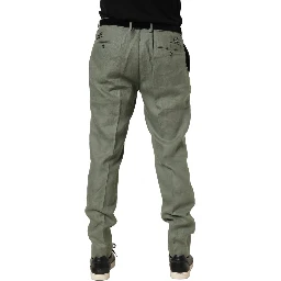 Gray Linen Tapered Men Dress Trouser Pants
