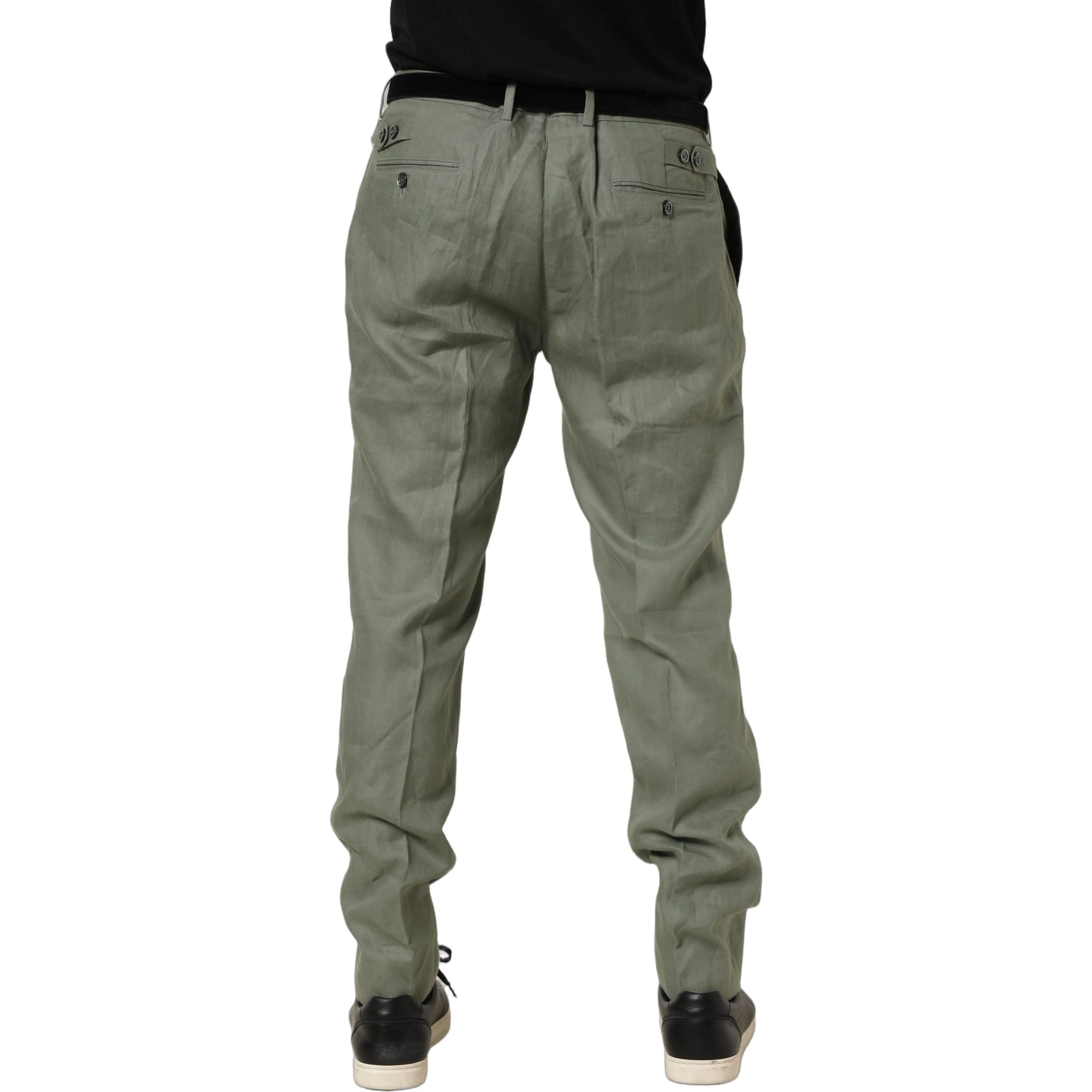 Gray Linen Tapered Men Dress Trouser Pants