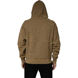 Brown Embossed Logo Hooded Sweatshirt Sweater