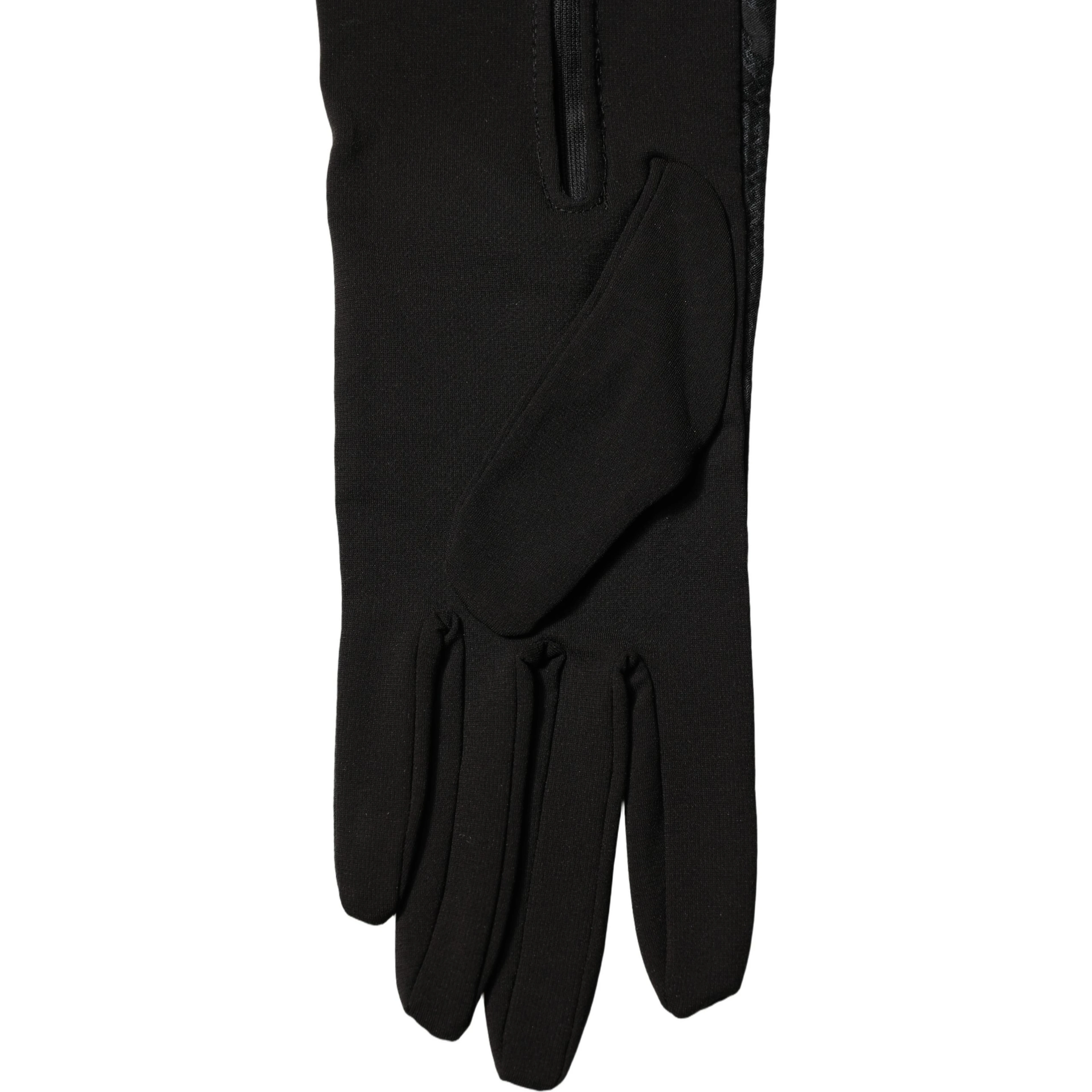 Black Viscose Long Elbow Length Gloves