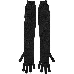 Black Polyester Long Elbow Length Gloves