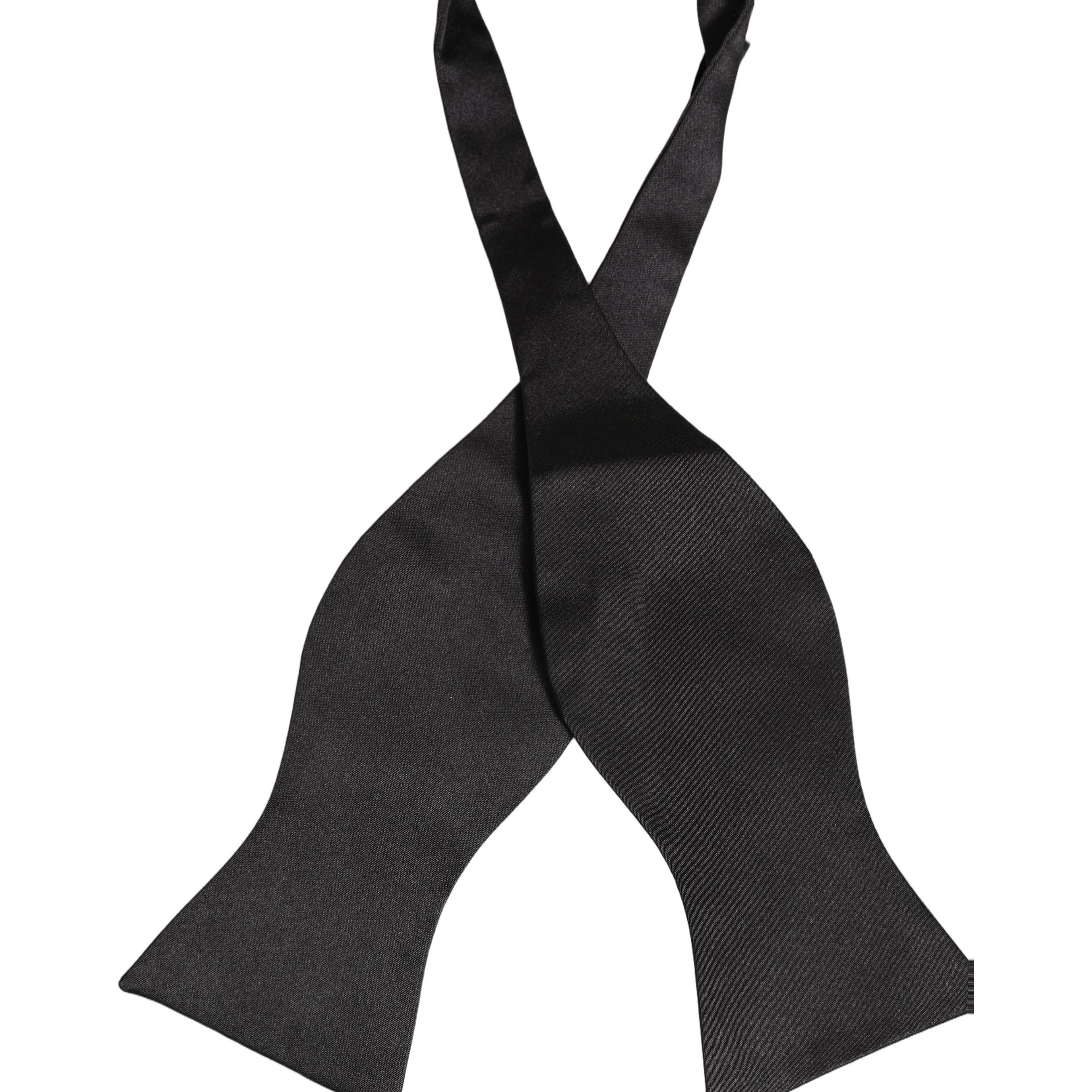 Men Black 100% Silk Adjustable Neck Papillon Bow Tie