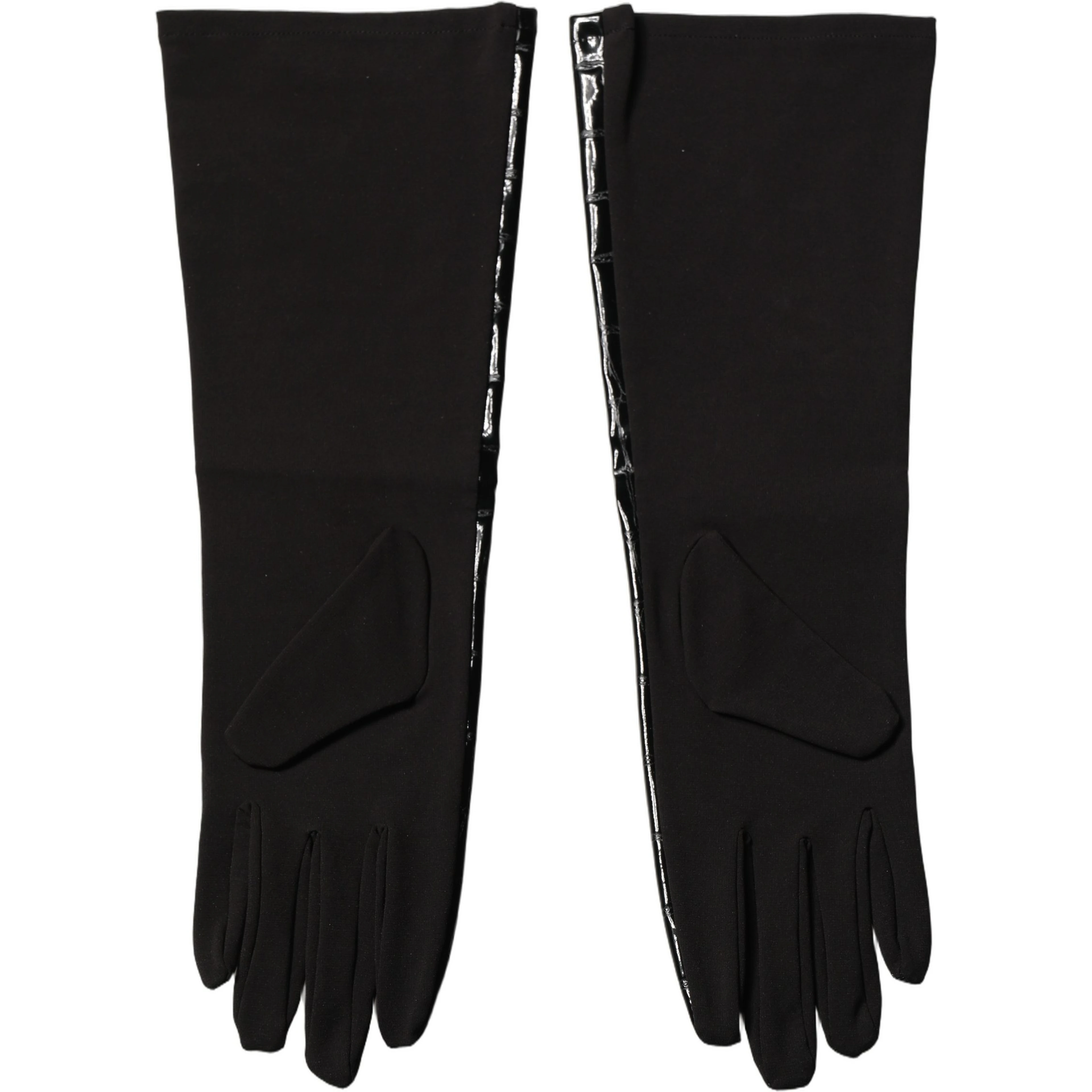 Black Polyester Patterned Short Length Gloves