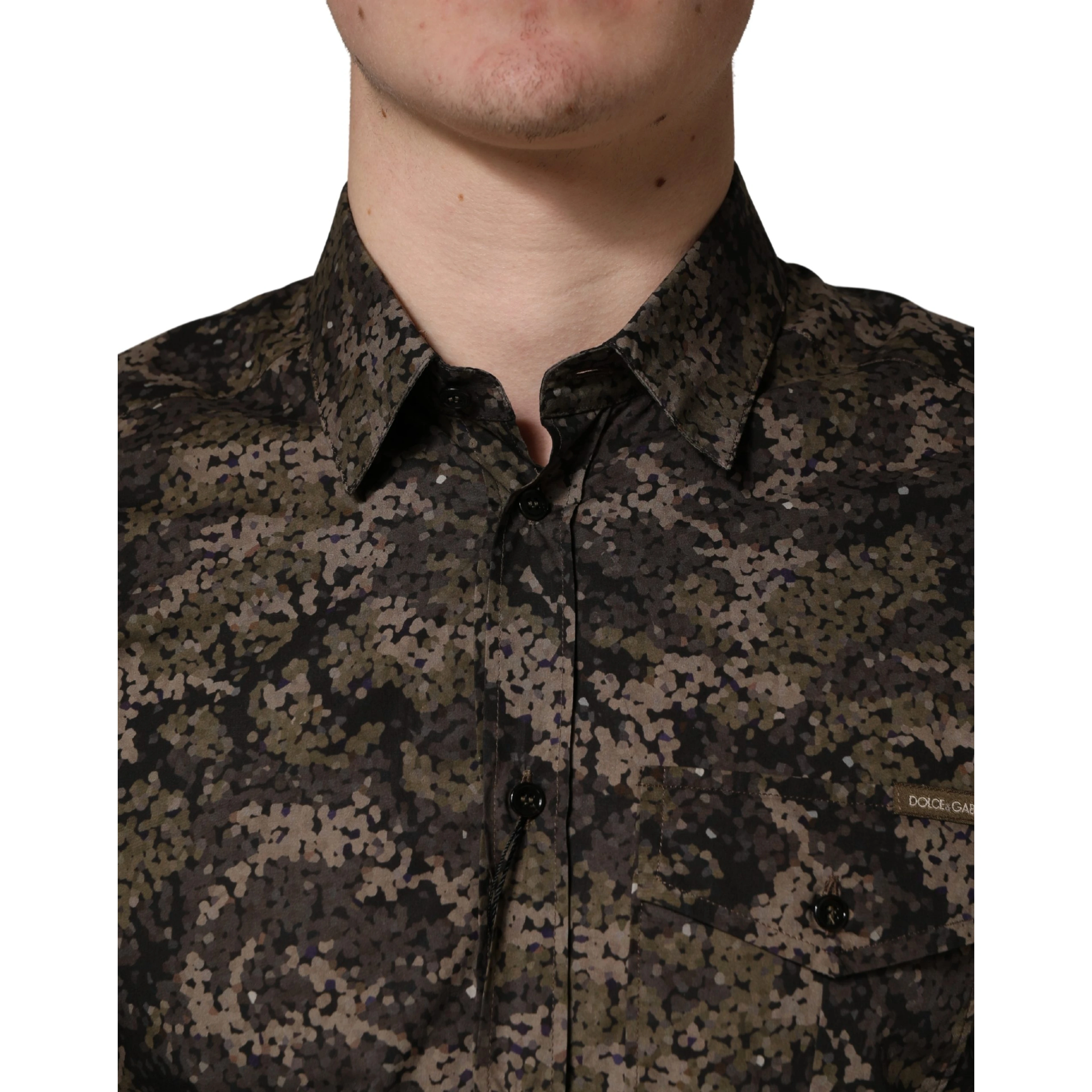 Brown Camouflage Long Sleeve Men Dress Shirt