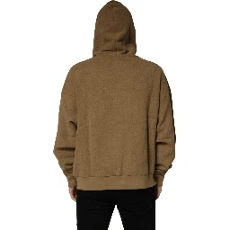 Brown Embossed Logo Hooded Sweatshirt Sweater