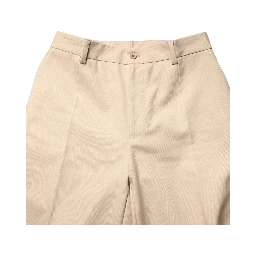 Beige Cotton Straight Men Formal Dress Pants