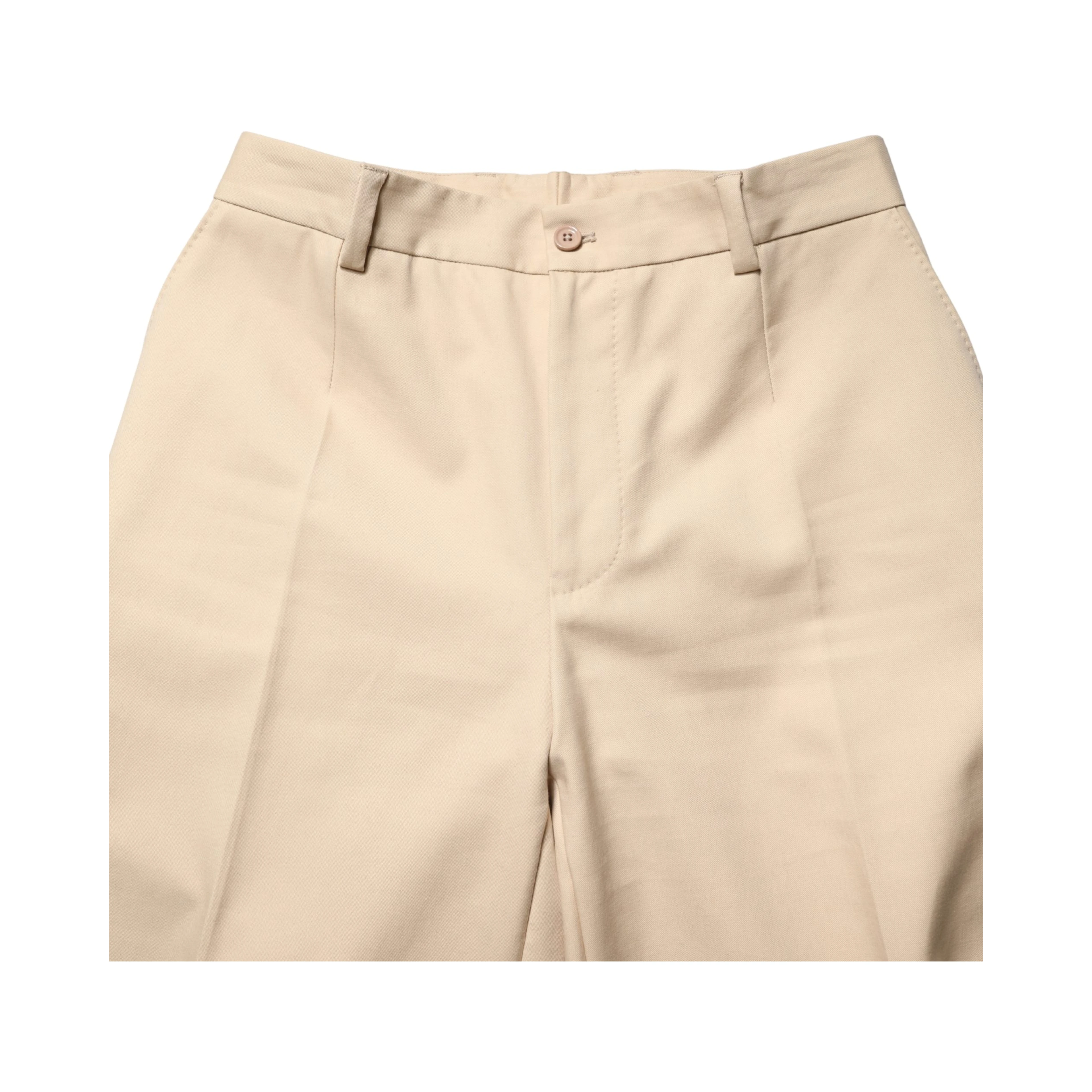 Beige Cotton Straight Men Formal Dress Pants