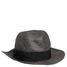 Men Gray Paper Woven Wide Brim Fedora Hat