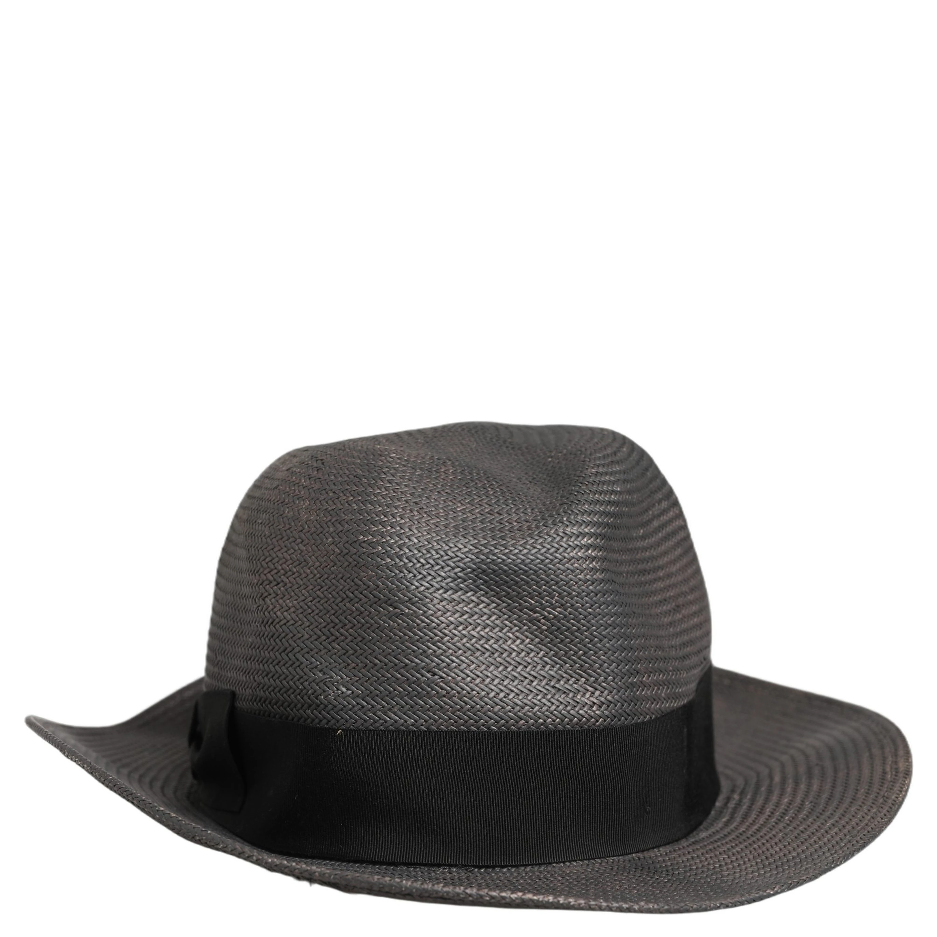 Men Gray Paper Woven Wide Brim Fedora Hat