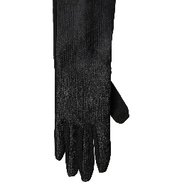 Black Viscose Long Elbow Length Gloves