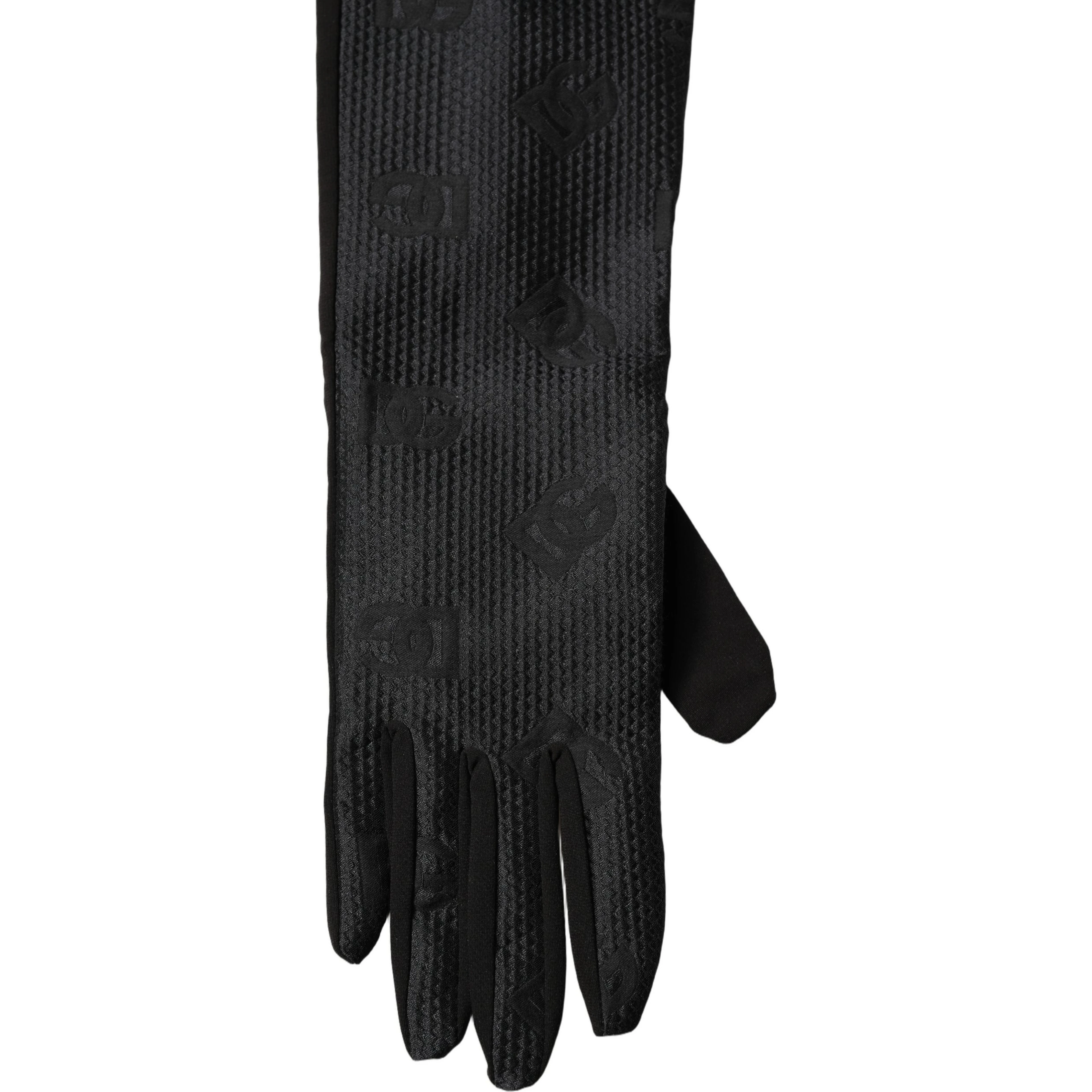 Black Viscose Long Elbow Length Gloves