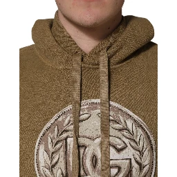 Brown Embossed Logo Hooded Sweatshirt Sweater