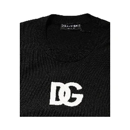 Black Wool DG Logo Men Crew Neck Sweater
