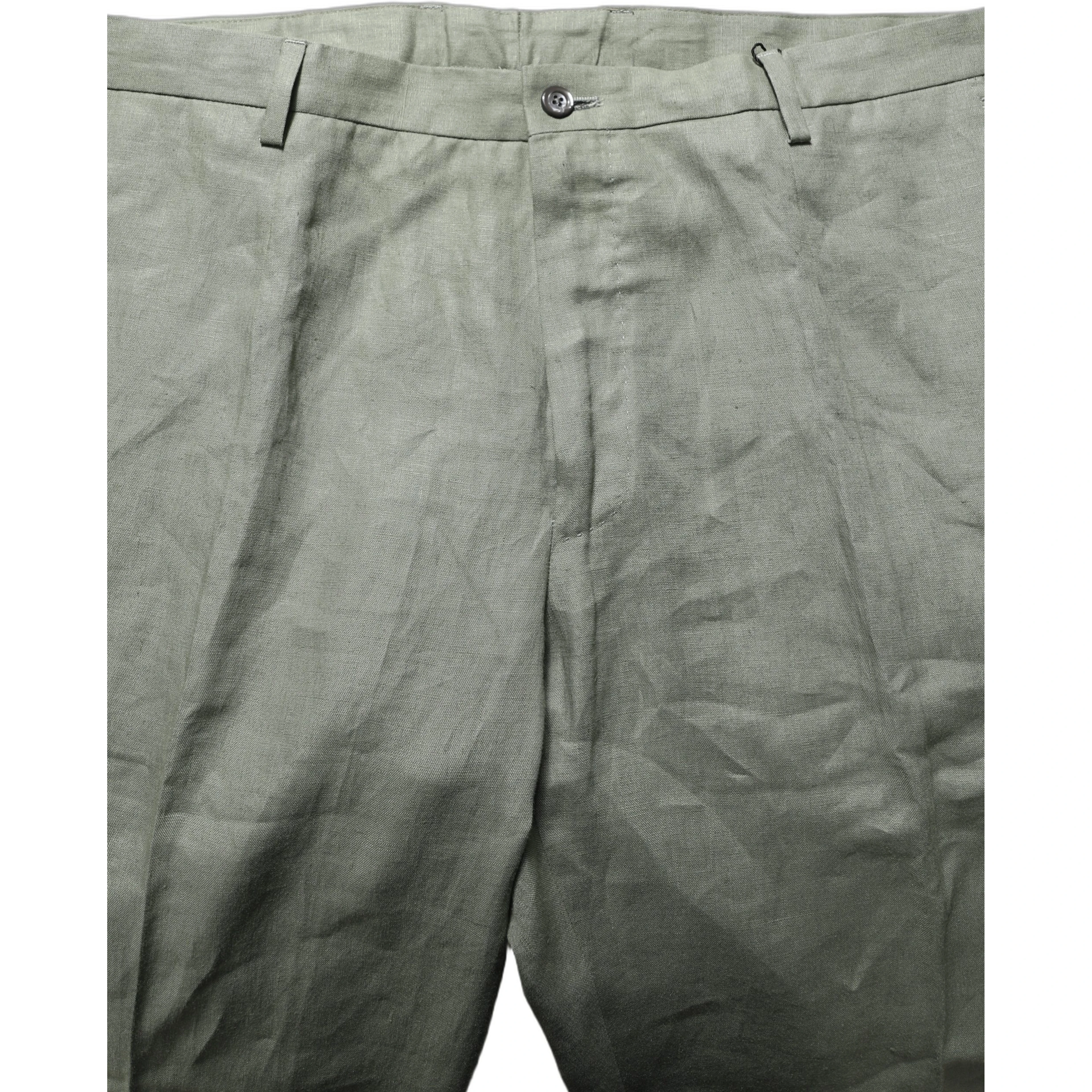 Gray Linen Tapered Men Dress Trouser Pants
