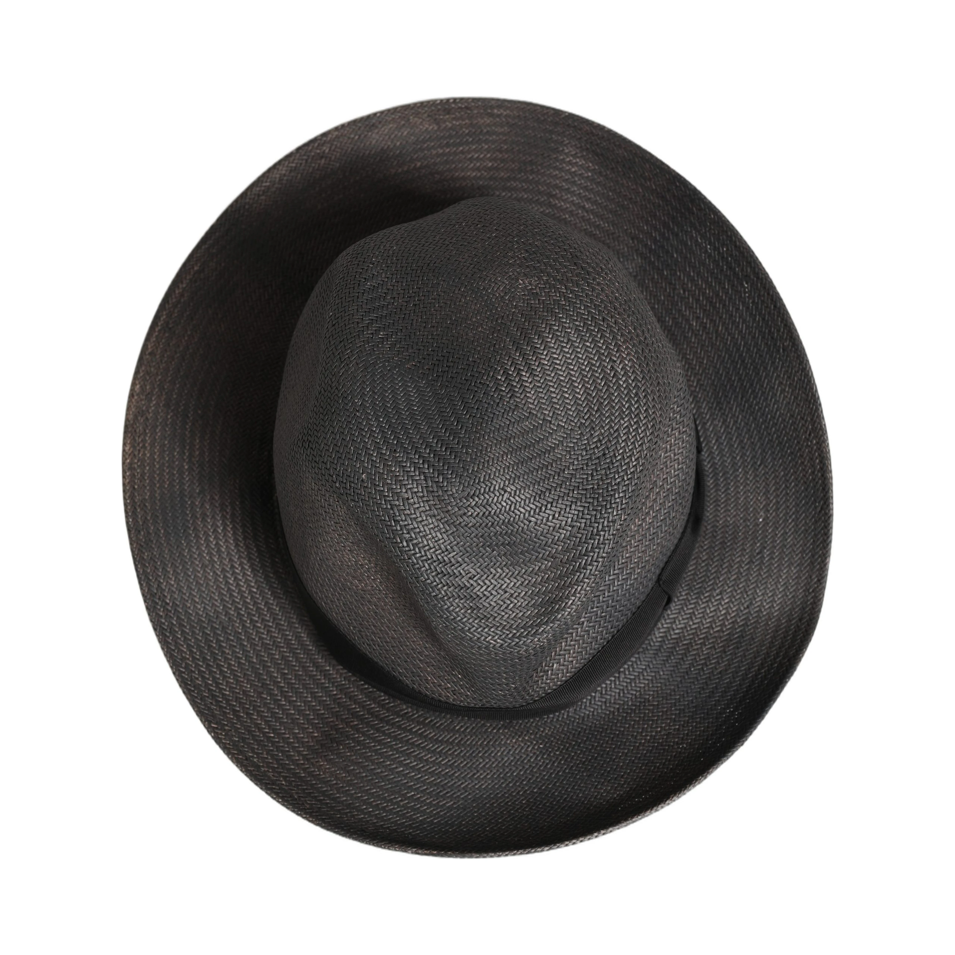 Men Gray Paper Woven Wide Brim Fedora Hat