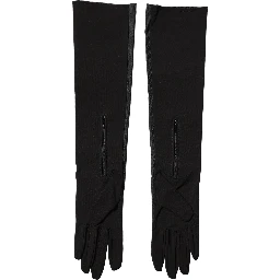 Black Viscose Long Elbow Length Gloves