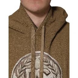 Brown Embossed Logo Hooded Sweatshirt Sweater