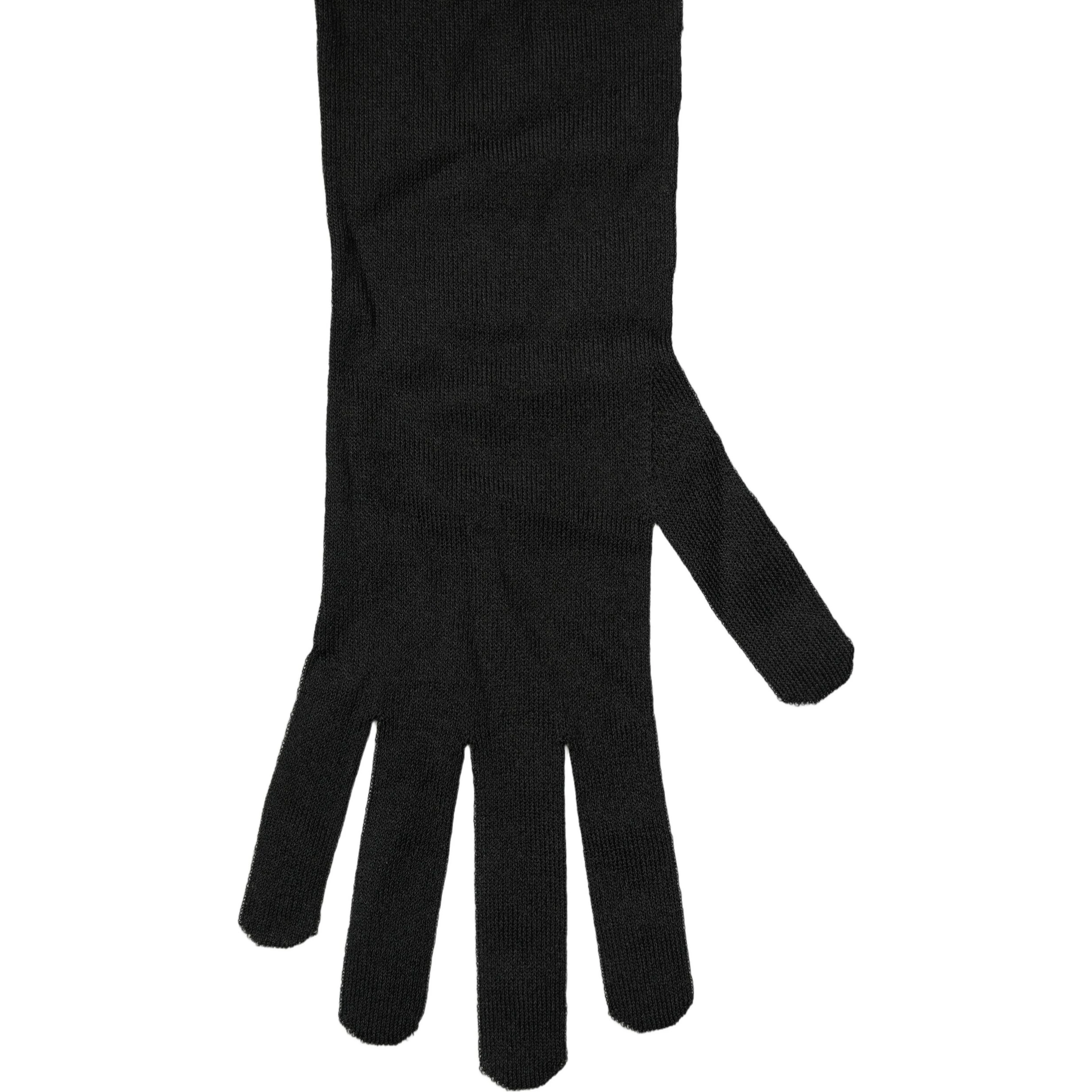 Black Polyester Long Elbow Length Gloves