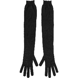 Black Polyester Long Elbow Length Gloves