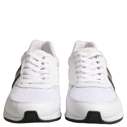White Leather Mesh Low Top Neb Sneakers Shoes