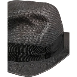 Men Gray Paper Woven Wide Brim Fedora Hat