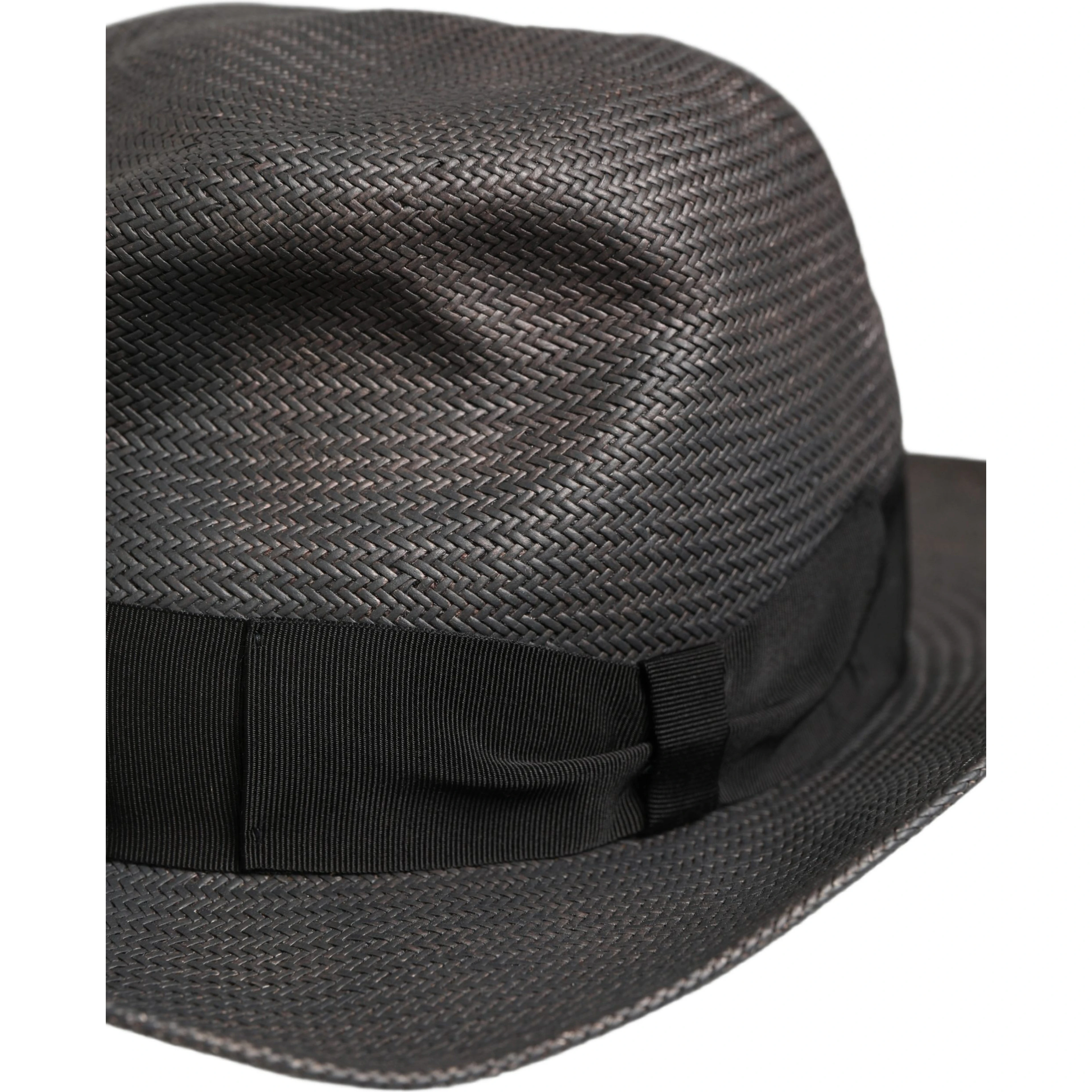 Men Gray Paper Woven Wide Brim Fedora Hat