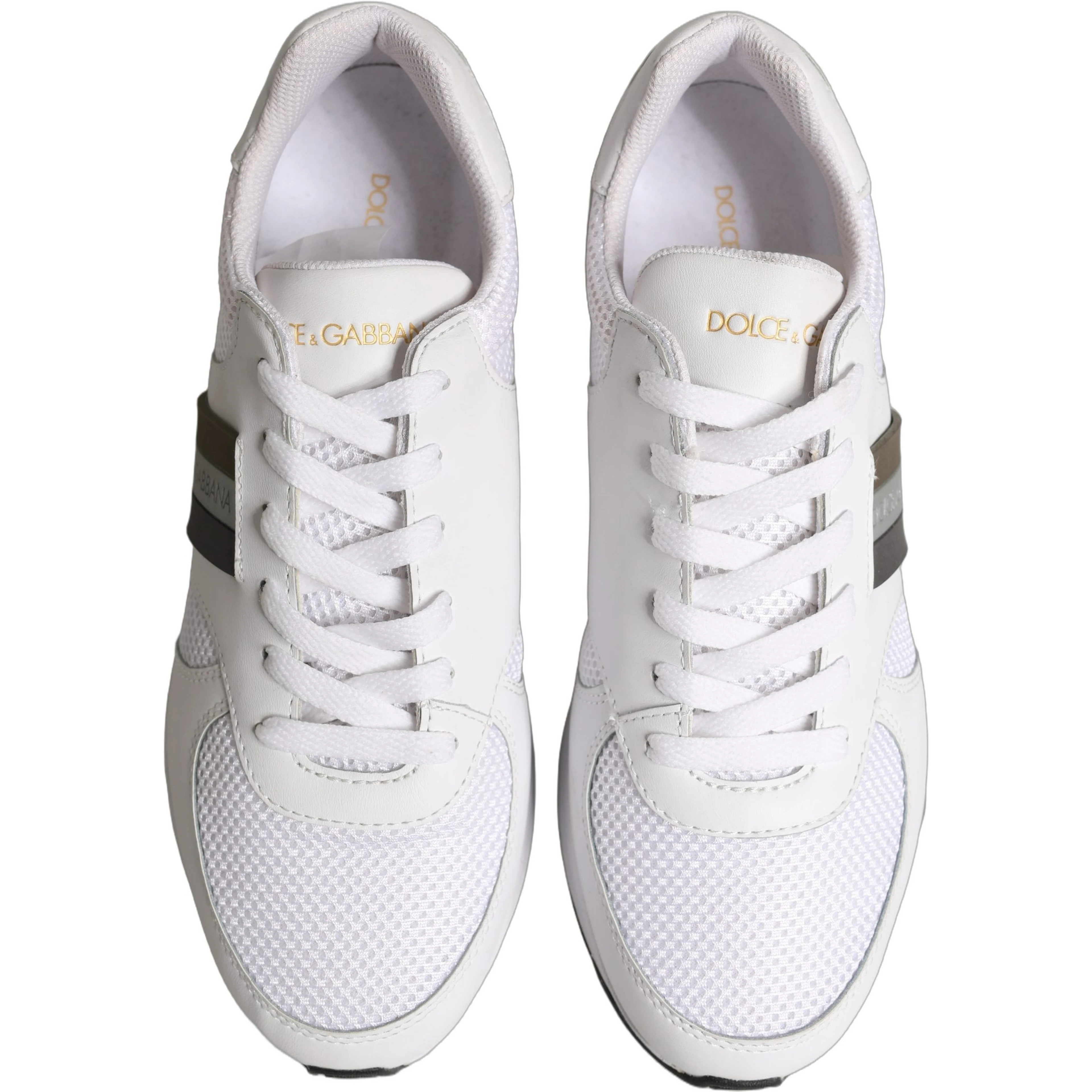 White Leather Mesh Low Top Neb Sneakers Shoes