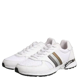 White Leather Mesh Low Top Neb Sneakers Shoes
