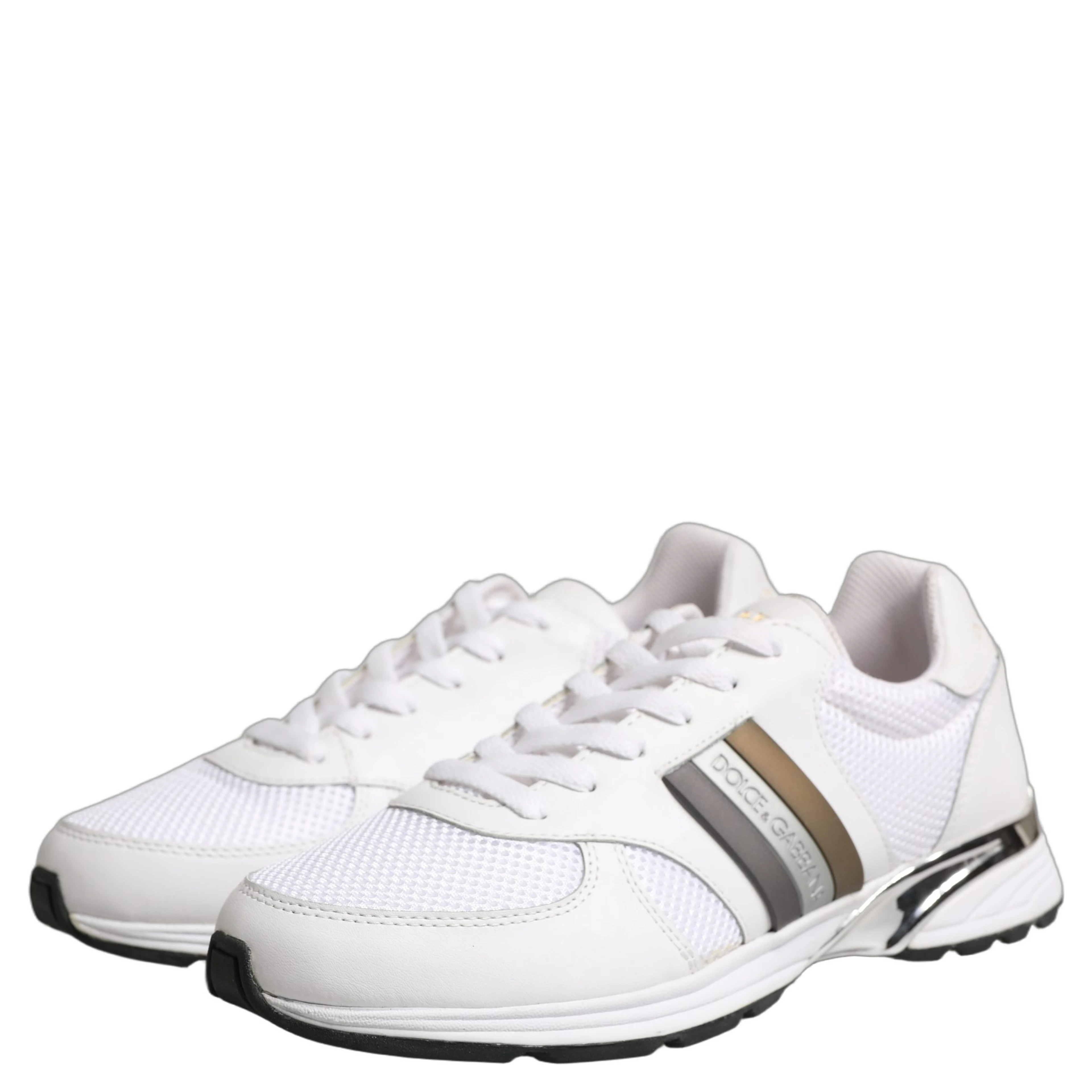 White Leather Mesh Low Top Neb Sneakers Shoes