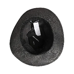 Men Gray Paper Woven Wide Brim Fedora Hat