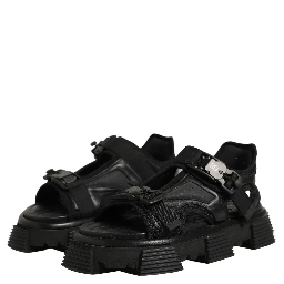 Black Logo Detailed Men Chunky Sandals Shoes