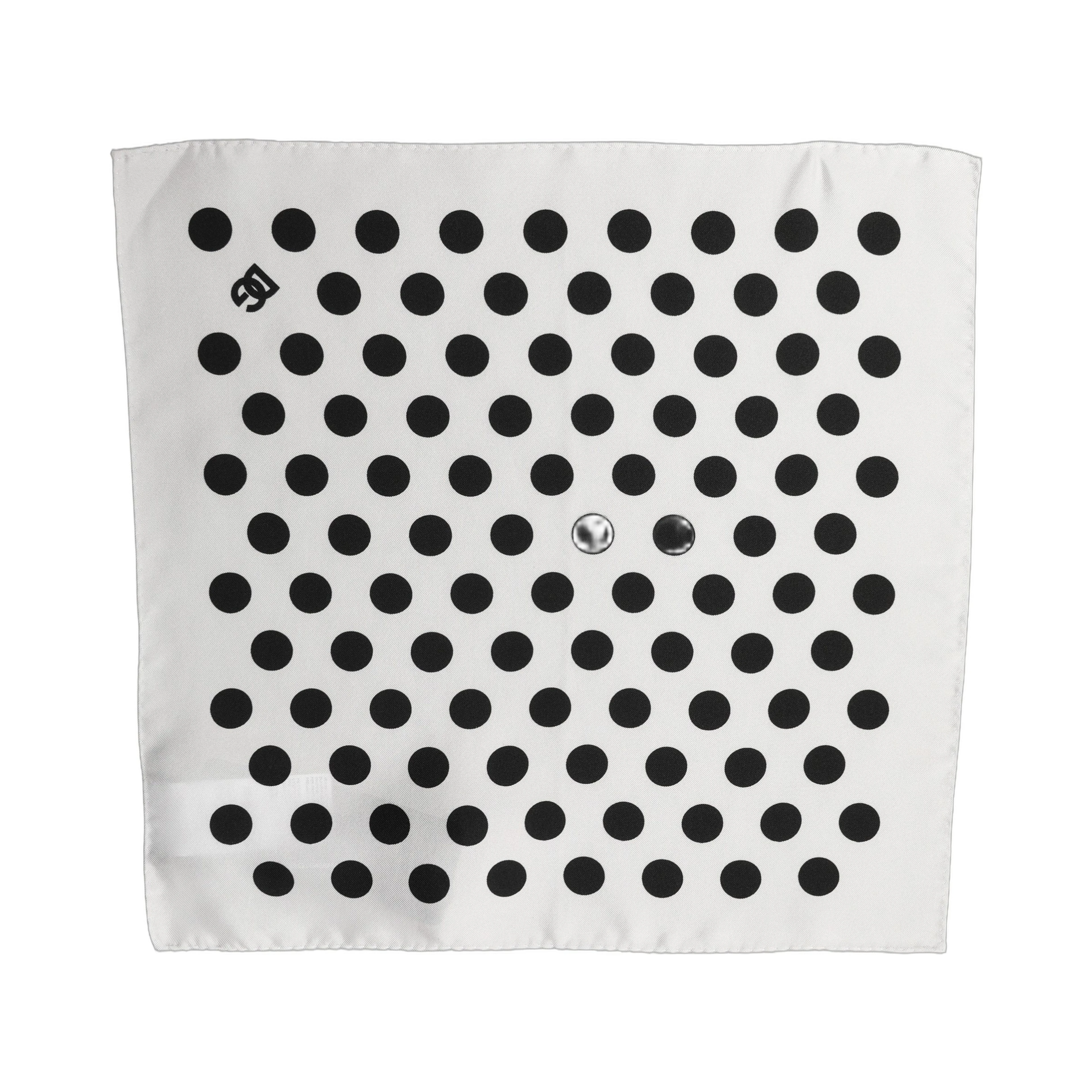 White Black Polka Dot Square Foulard Scarf