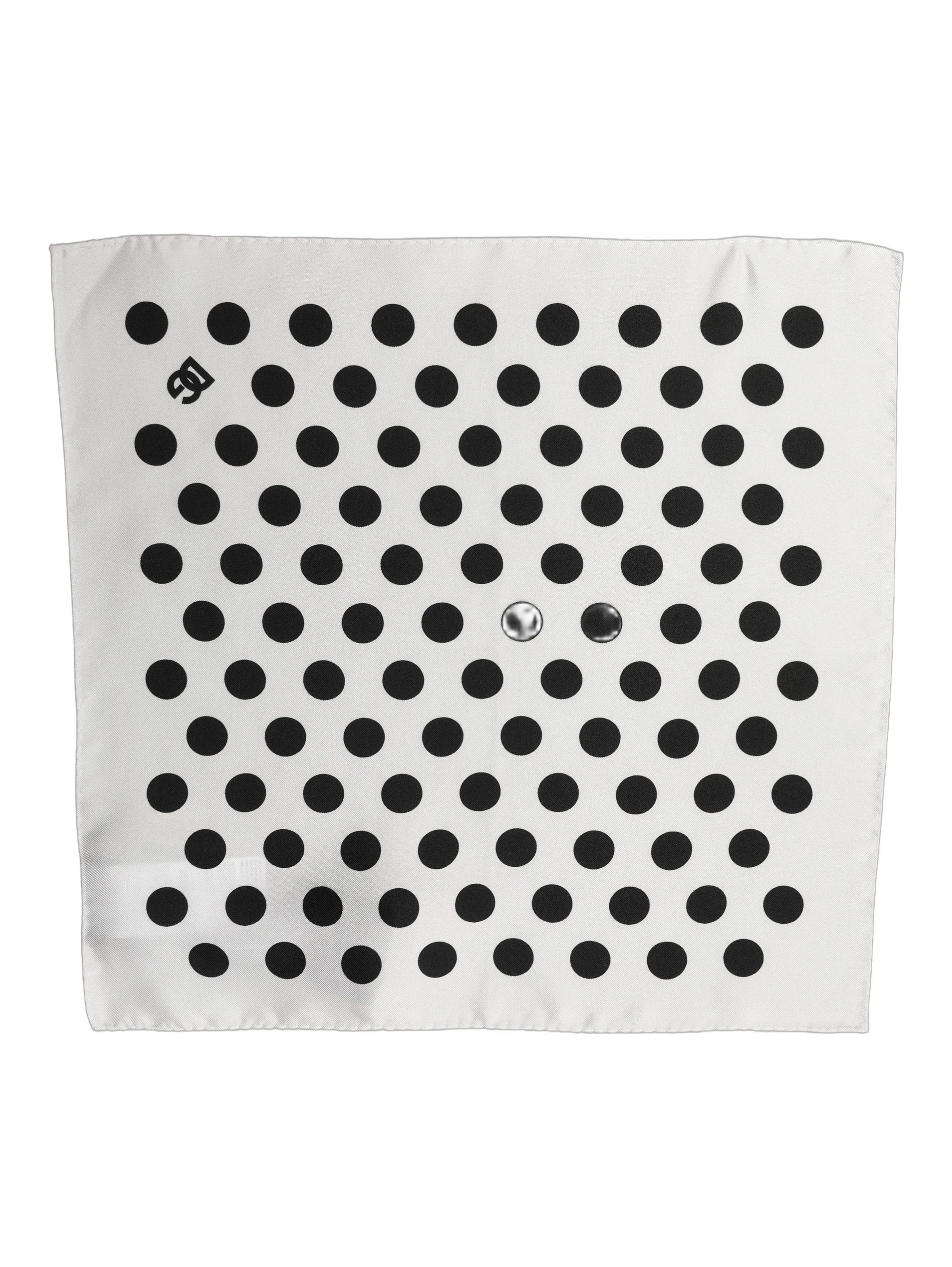 White Black Polka Dot Square Foulard Scarf