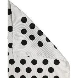 White Black Polka Dot Square Foulard Scarf