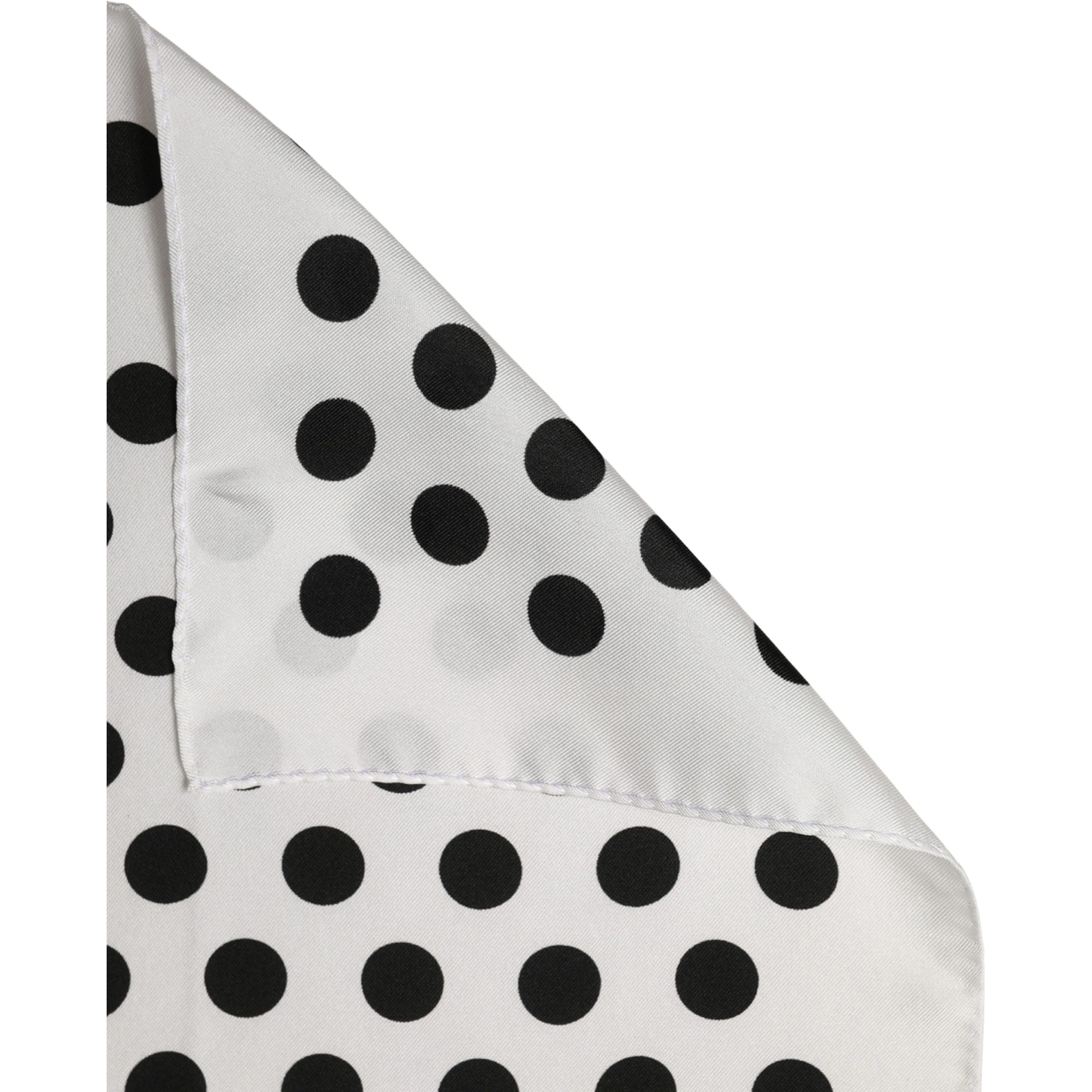 White Black Polka Dot Square Foulard Scarf