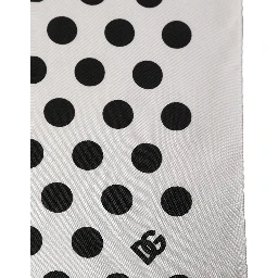 White Black Polka Dot Square Foulard Scarf