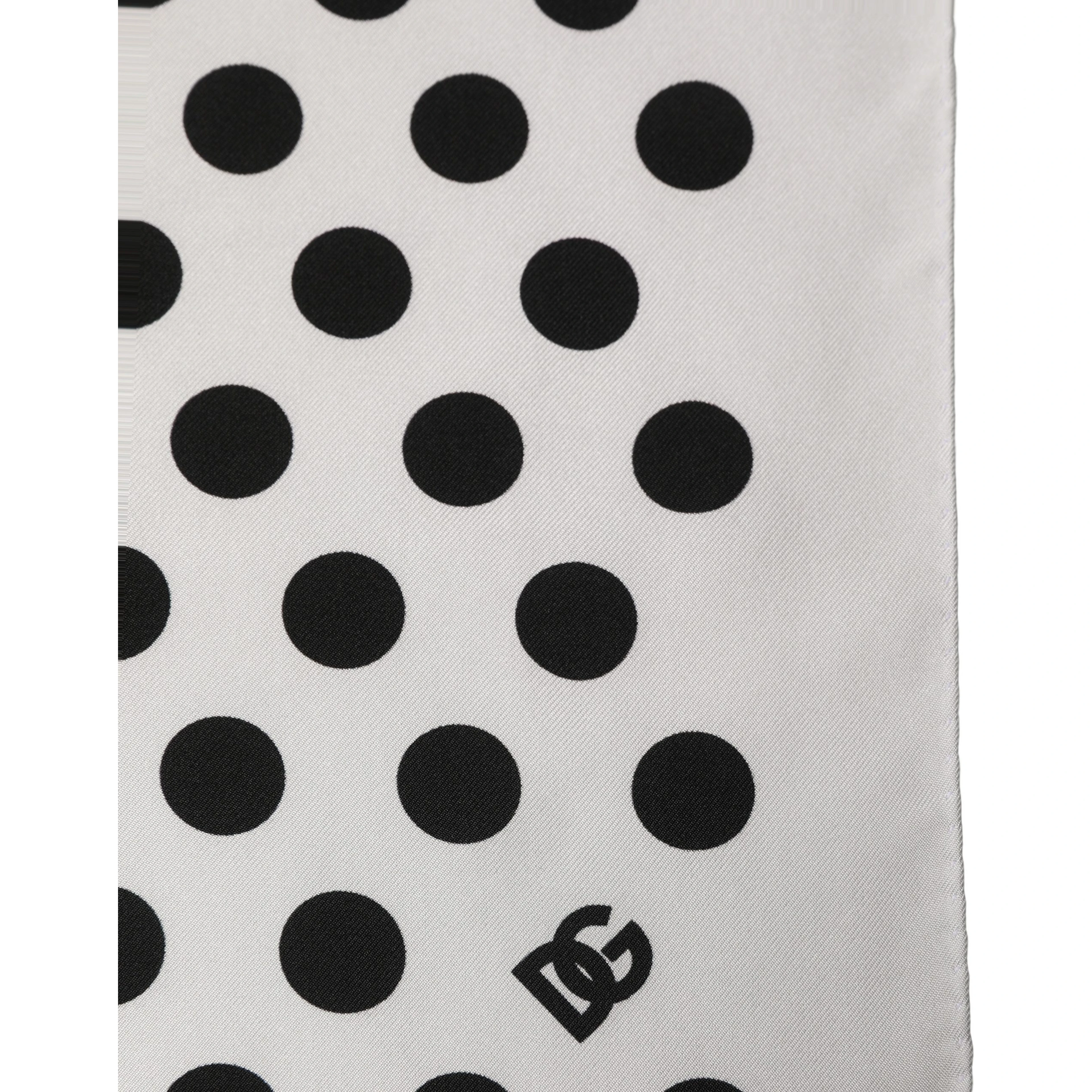 White Black Polka Dot Square Foulard Scarf