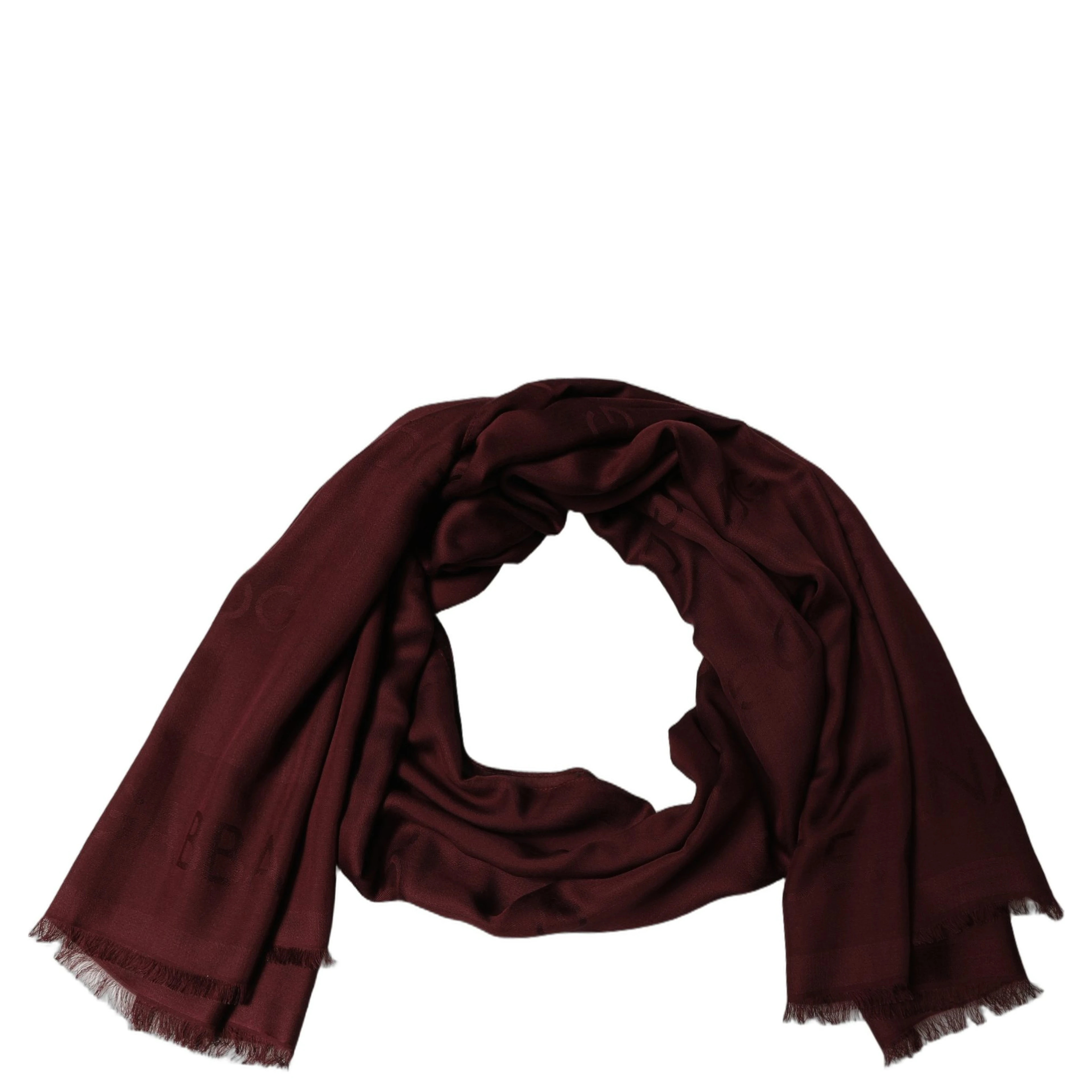 Burgundy Modal Frayed Edge Lace Stole Scarf