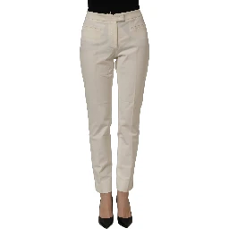 Off White MidWaist Tapered Women Chino Trouser Pants
