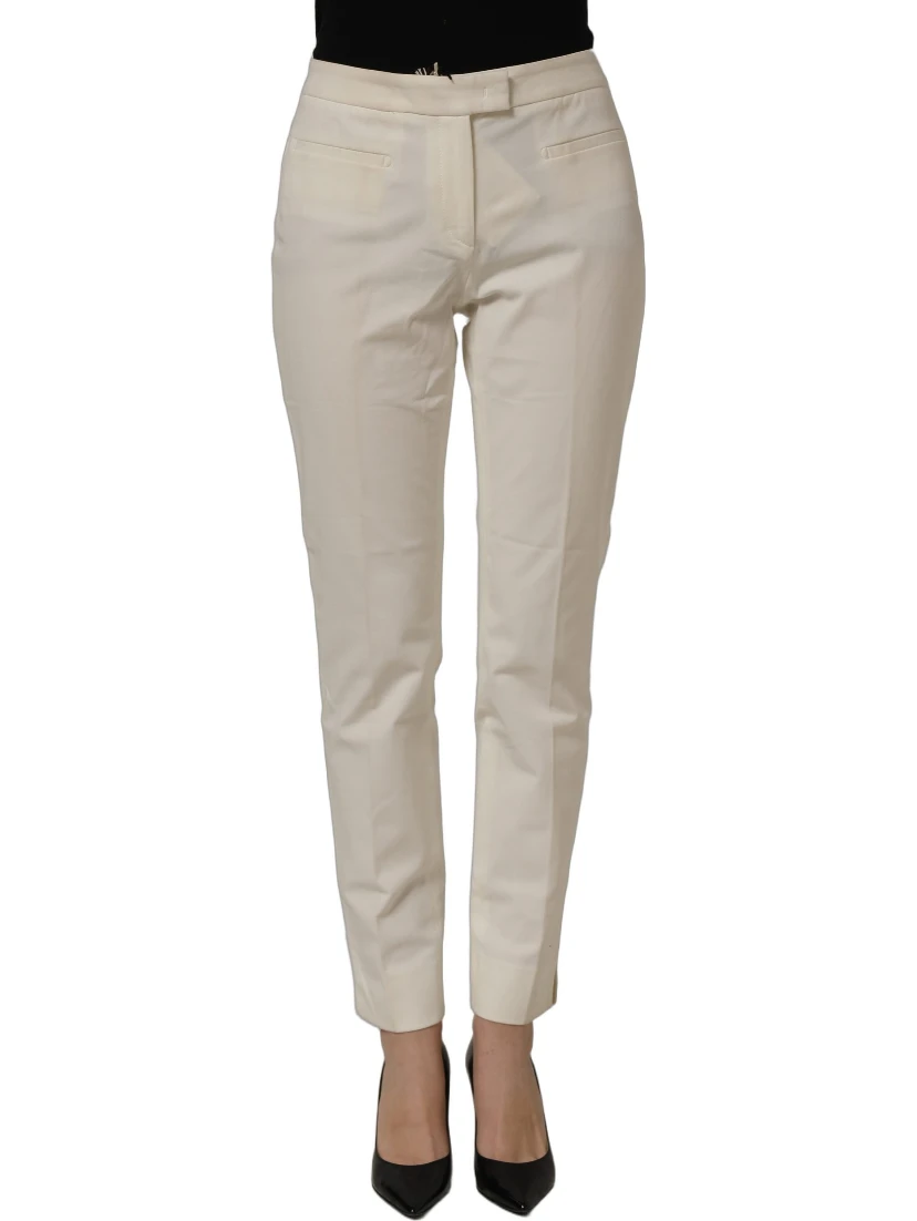 Off White MidWaist Tapered Women Chino Trouser Pants