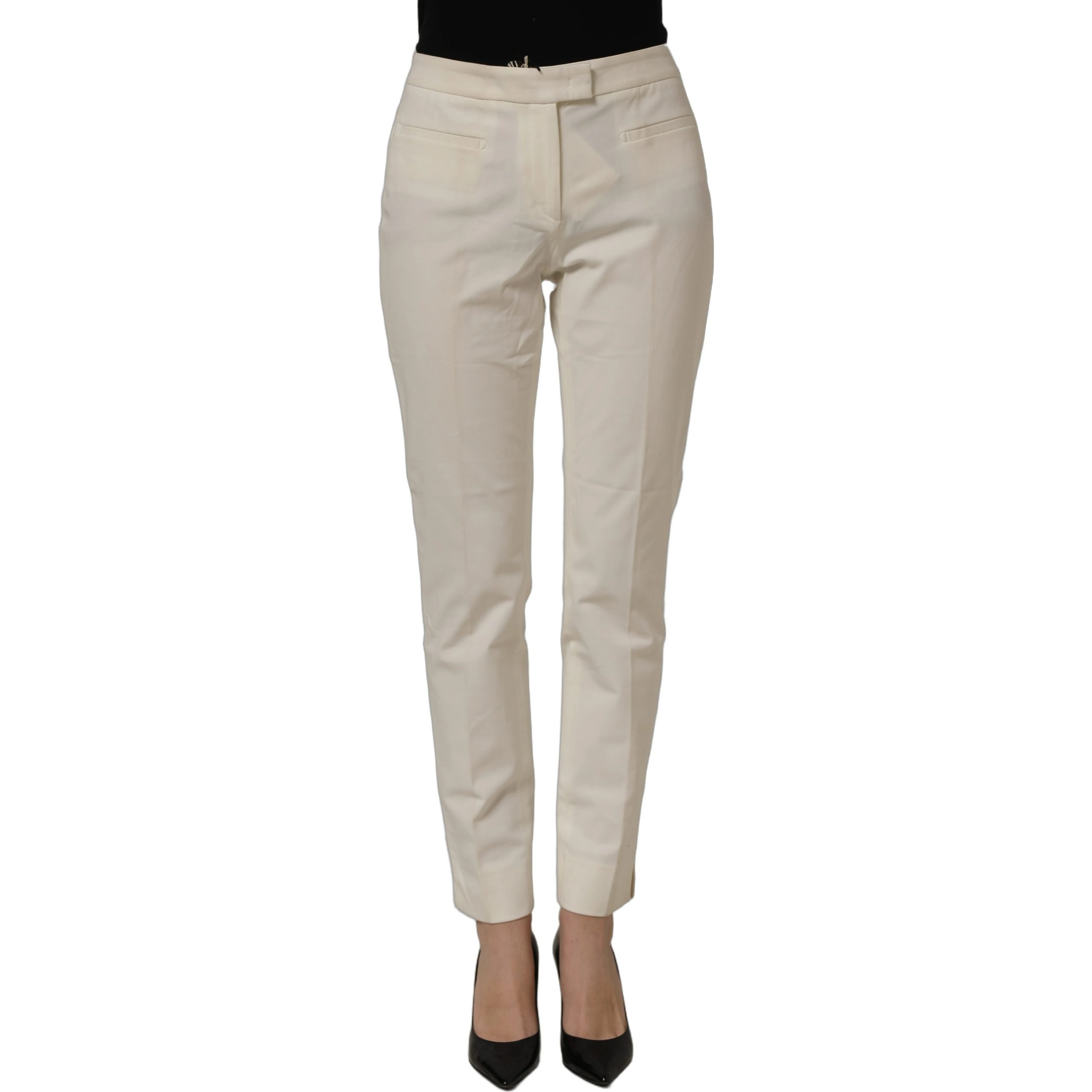 Off White MidWaist Tapered Women Chino Trouser Pants