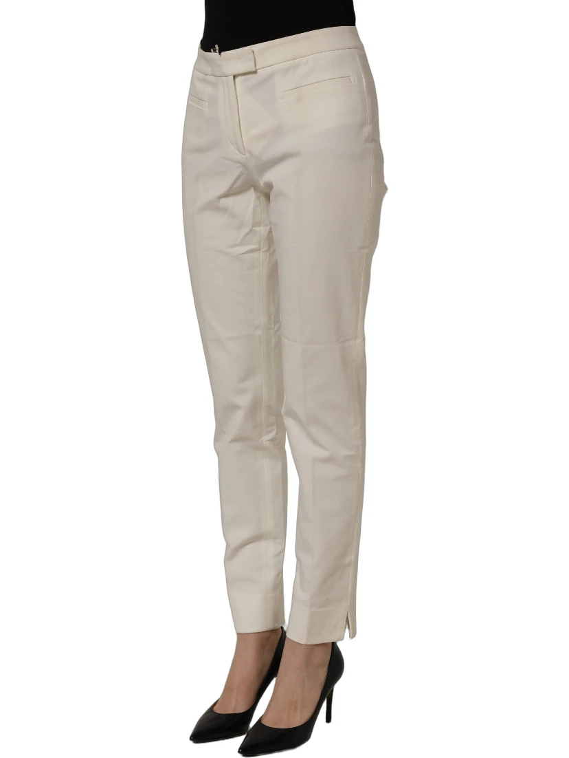Off White MidWaist Tapered Women Chino Trouser Pants