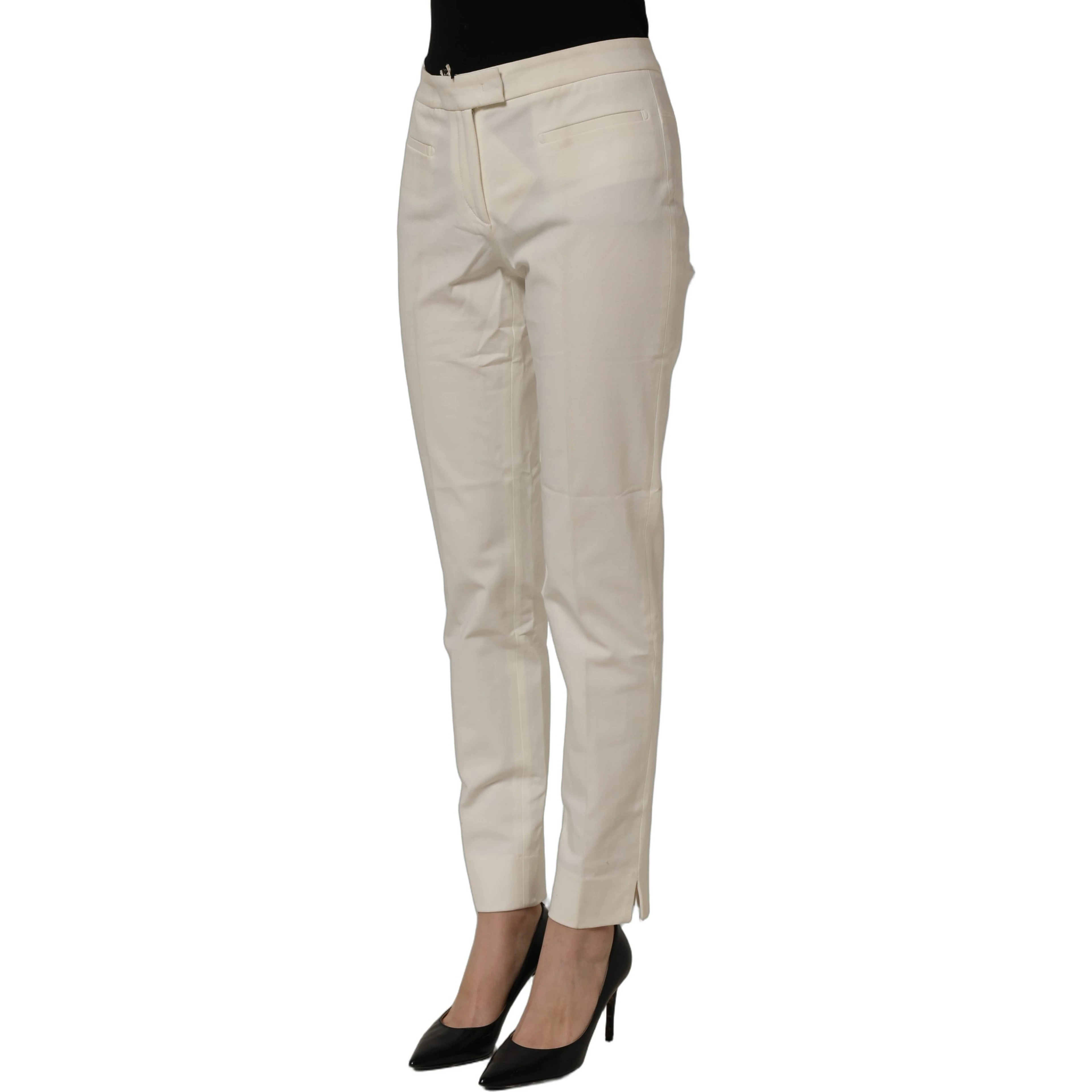 Off White MidWaist Tapered Women Chino Trouser Pants