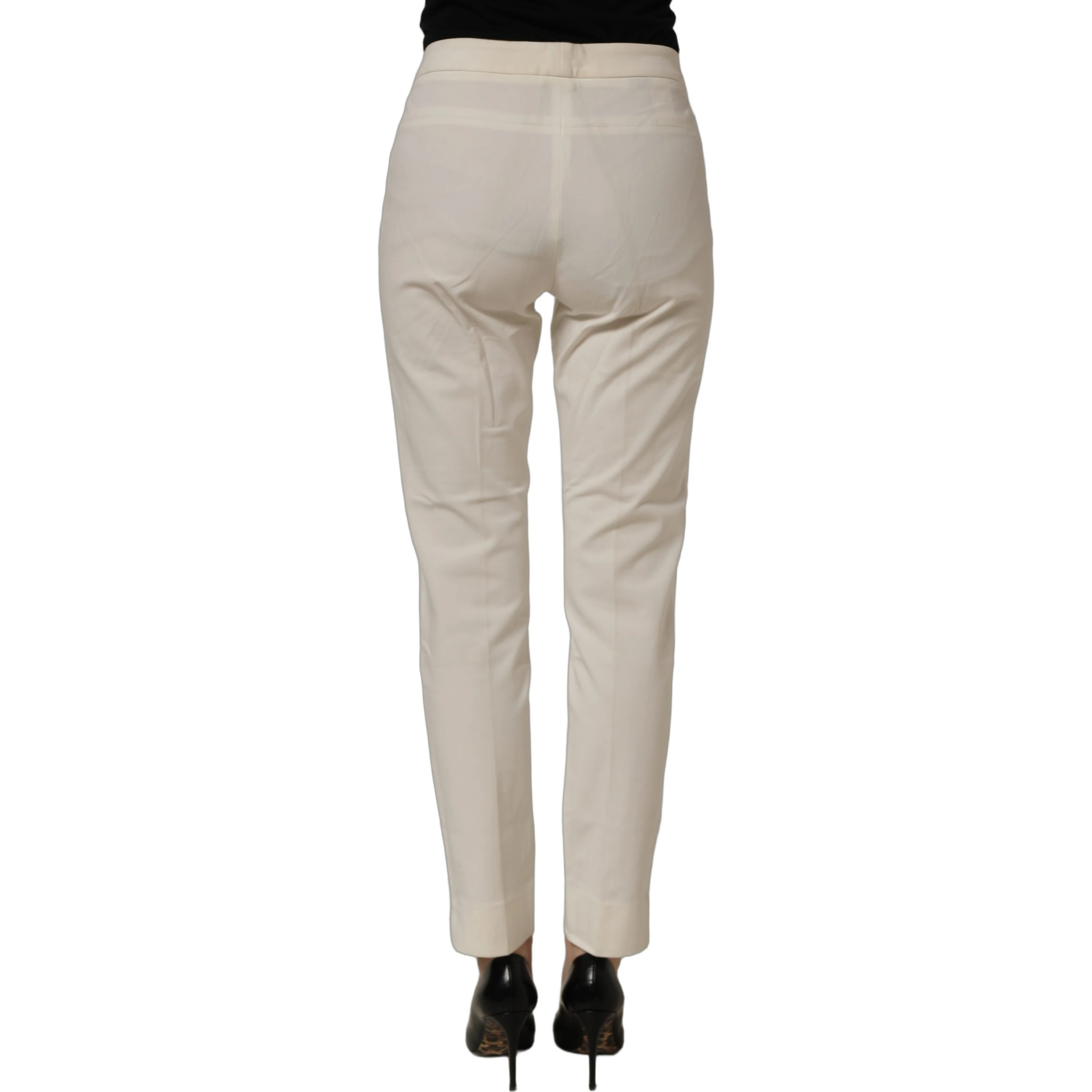Off White MidWaist Tapered Women Chino Trouser Pants