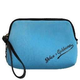 Blue Nylon DG Logo Print Clutch Zip Women Borse Pouch Bag