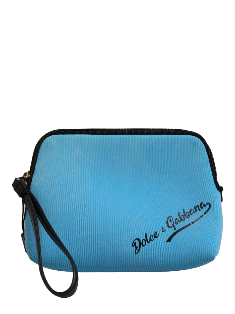 Blue Nylon DG Logo Print Clutch Zip Women Borse Pouch Bag